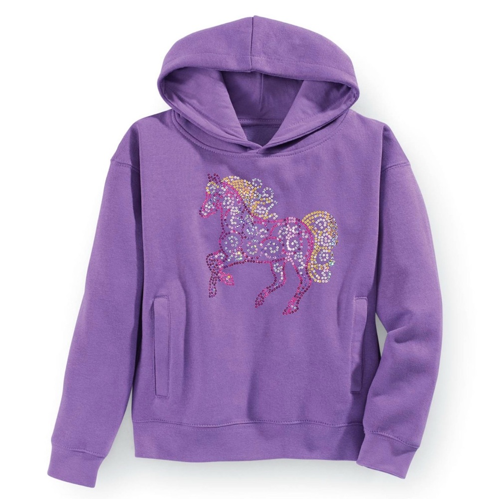 Purple Kids Hoodie with Horse Design